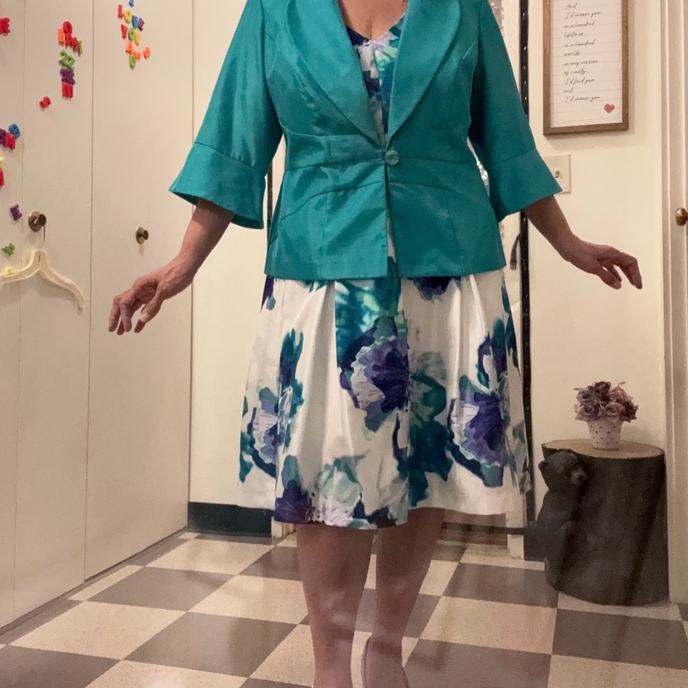 Dress Barn Floral Midi Dress - White, Blue, Purple